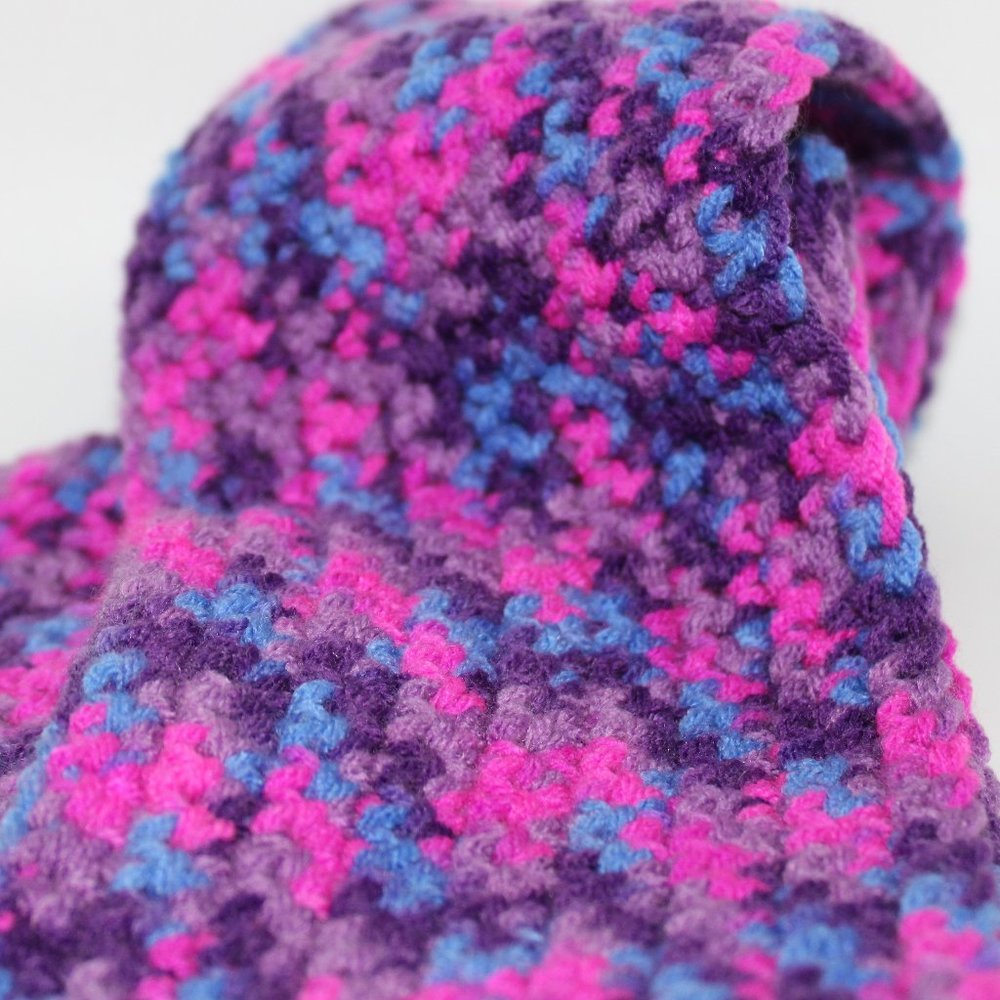 Pink  Purple & Blue Handmade Crochet Scarf
